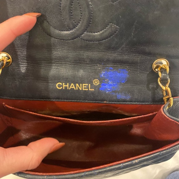 CHANEL Vintage Navy Half Moon Quilted Flap Bag - Picture 8 of 12